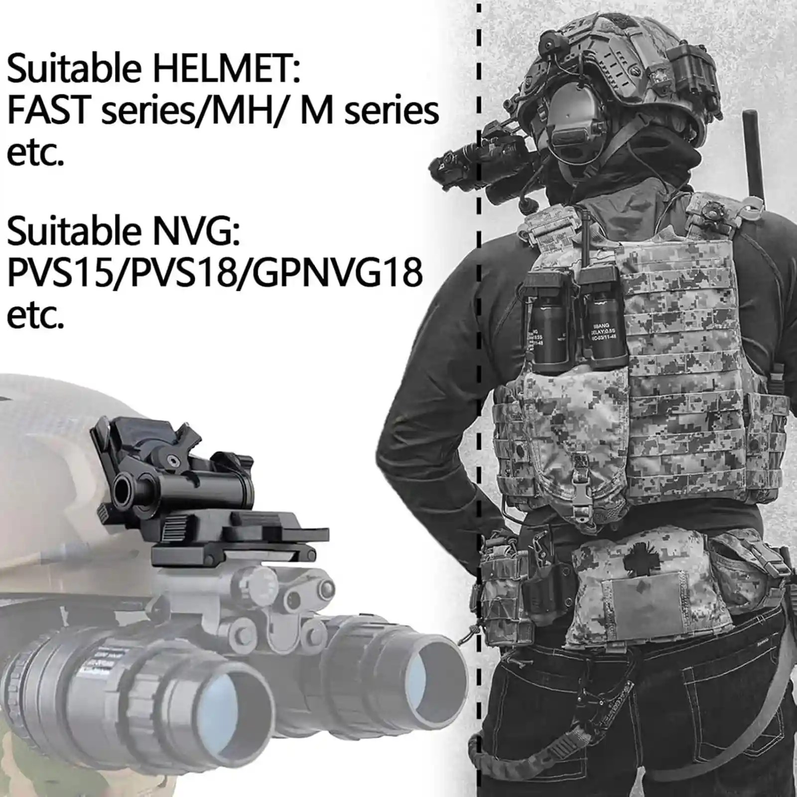 Night Vision Goggles NVG Mount L4 G24 Helmet Mount Metal Black/Tan image 11