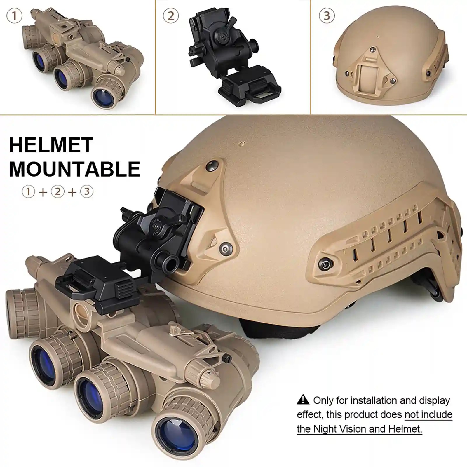 Night Vision Goggles NVG Mount L4 G24 Helmet Mount Metal Black/Tan image 10