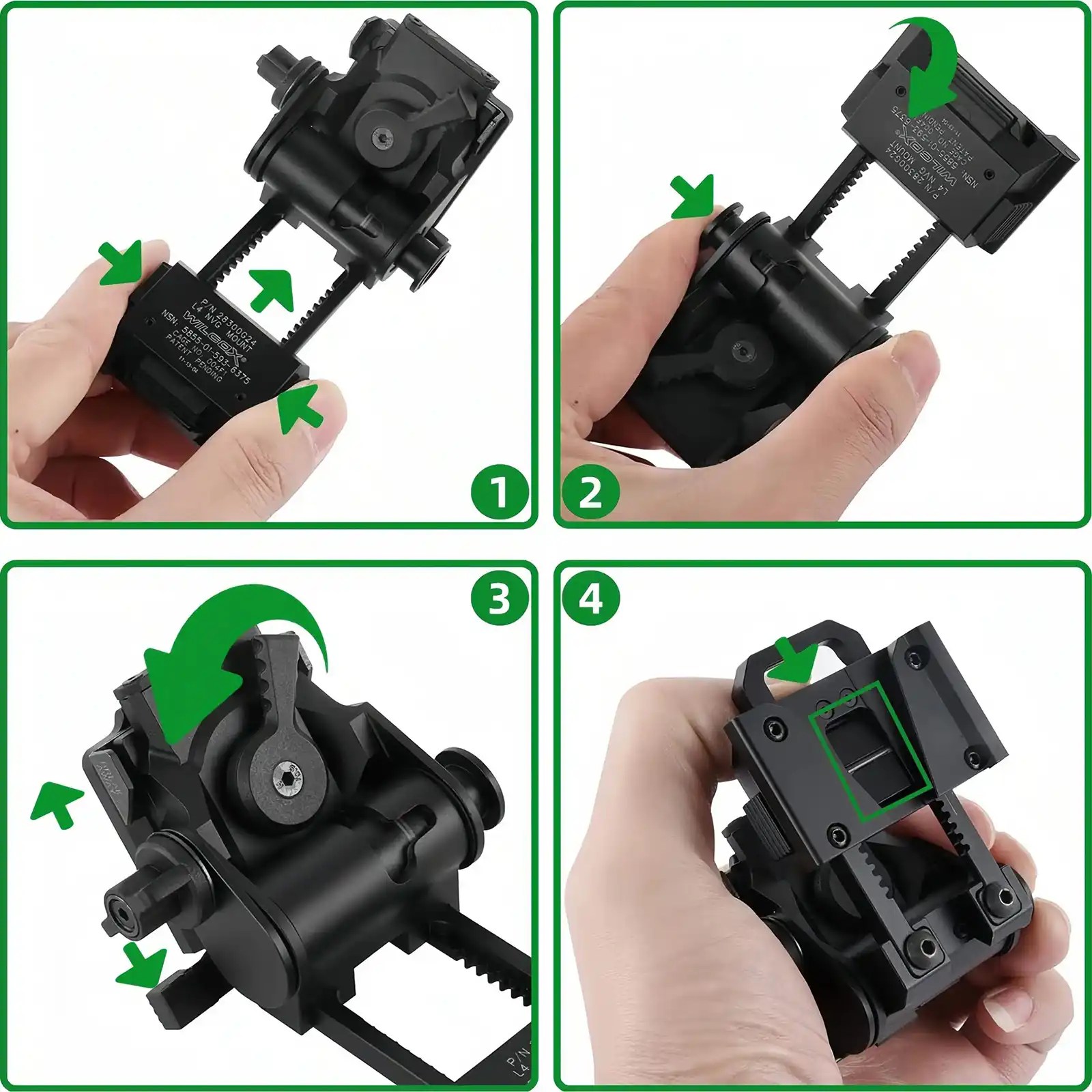 Night Vision Goggles NVG Mount L4 G24 Helmet Mount Metal Black/Tan image 9