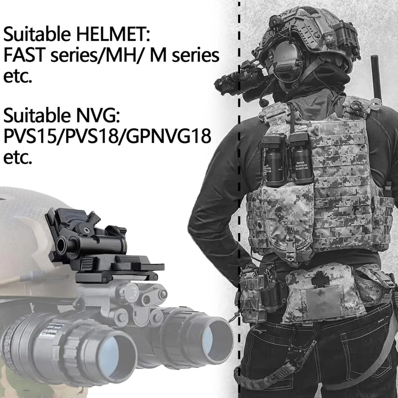 YSS L4G24 Nvg Helmet Mount and Dovetail J Arm Combo — Aluminum Construction, Compatible with Pvs14/18/31 for Helmet-Mounted Night Vision image 9