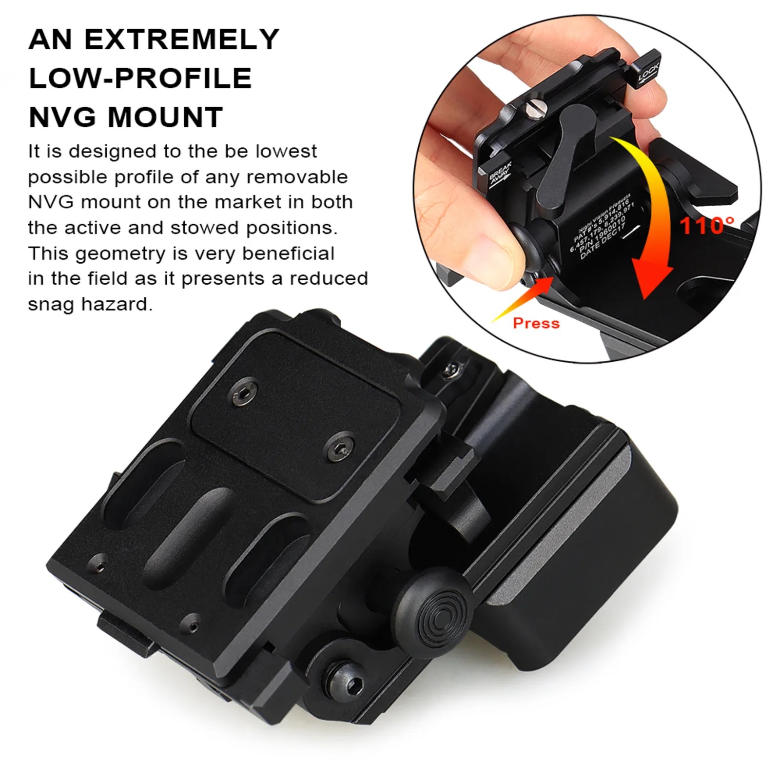 Norotos NVG Mount Lo-Sto Helmet Mount Push Button image 23