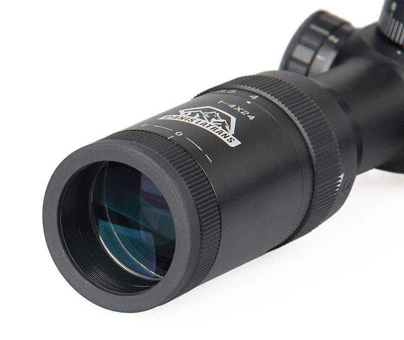 30mm Aluminum Alloy 1x - 4x Variable Power Riflescope with 3V Powered 4 - Level RGB Illuminated Mil - Dot Reticle