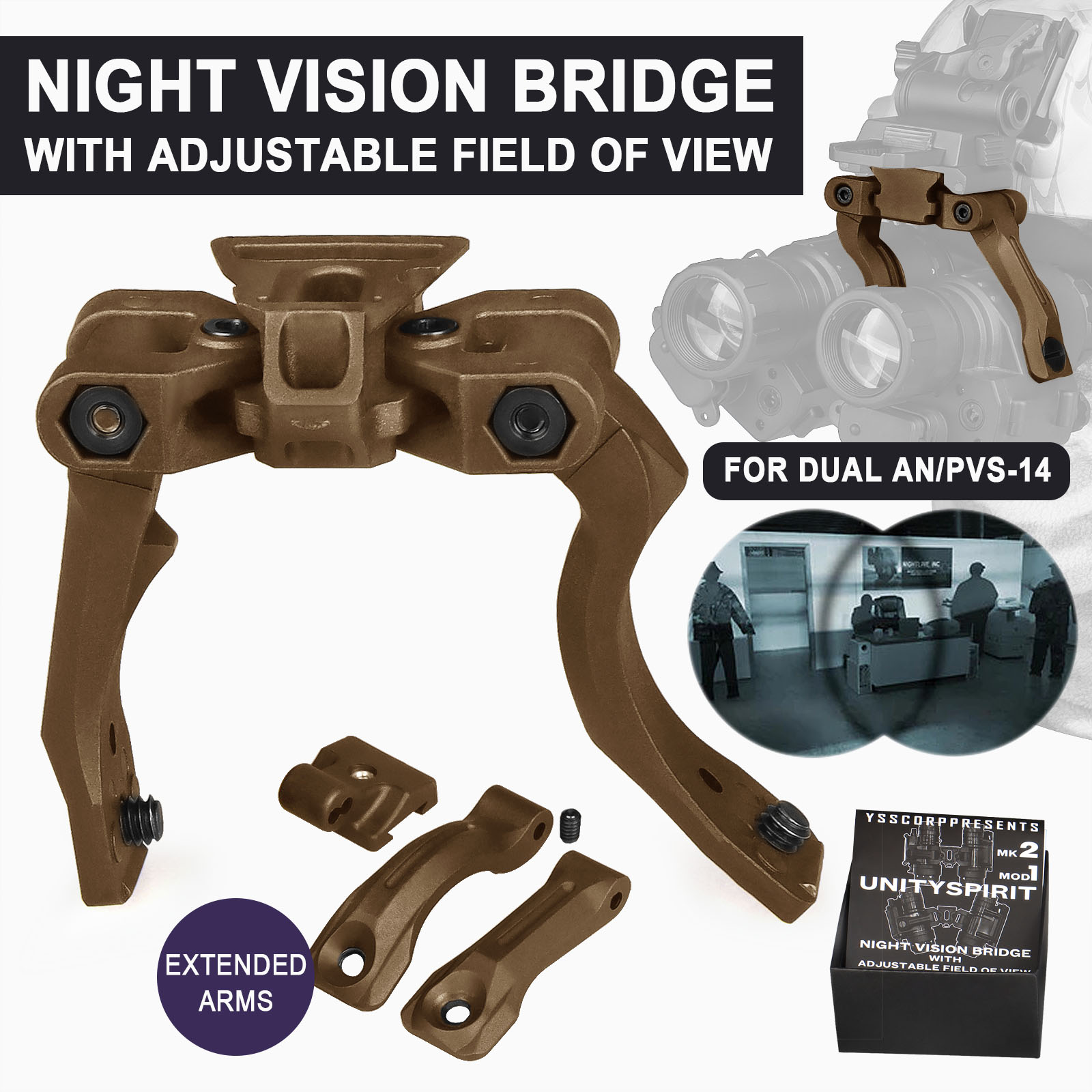 YSS Night Vision Bridge Mount with adjustable field of view for night vision pvs14（British standard）
