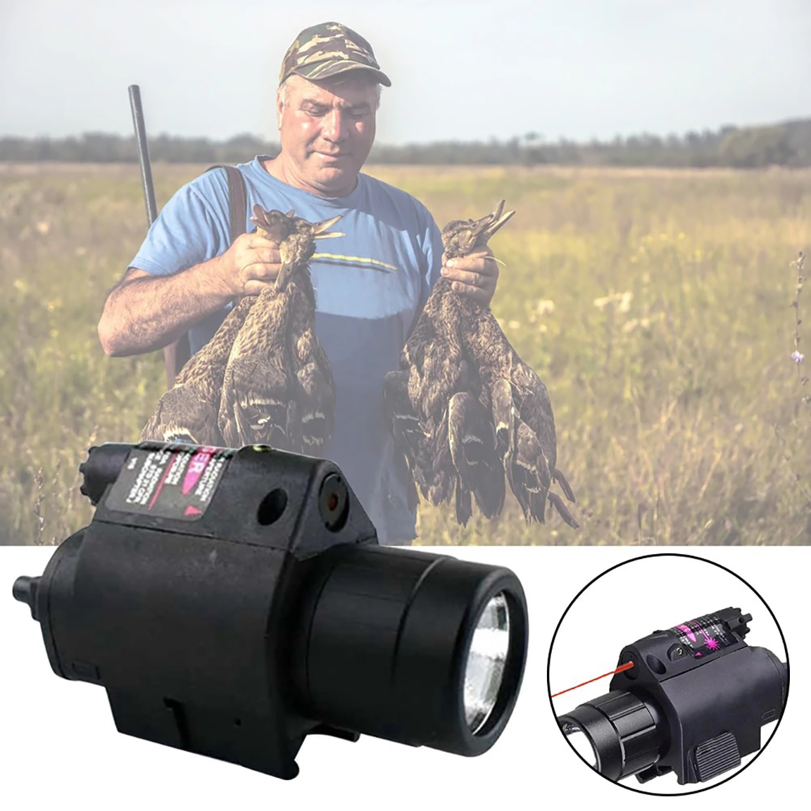 Airsoft Red Laser Flashlight Combo with Picatinny Rail Mount for Pistol Tactical Light M6 LED Flashlight