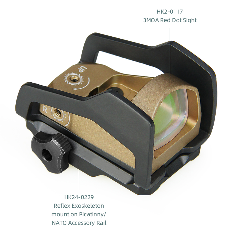 Reflex Exoskeleton Mount on Picatinny/NATO Accessory Rail - Universal Bracket