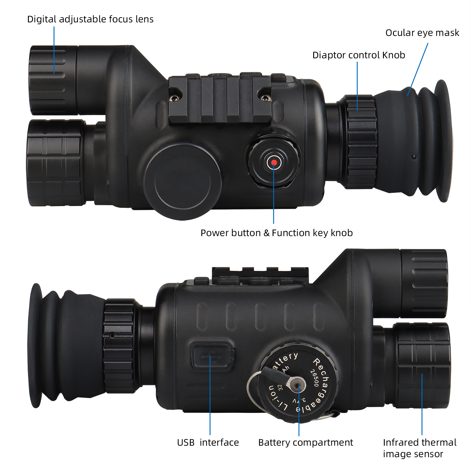 Professional Multi-Purpose 1-6X High Definition Digital + Thermal Military Hunting Monocular Night Vision
