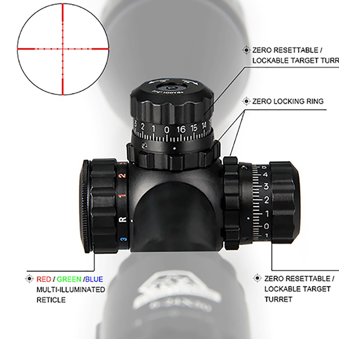 Scope 6-24X50mm Optics Scope Rangefinder Reticle Scope For Real Hunting Red/Green/Blue Illuminated Level 3