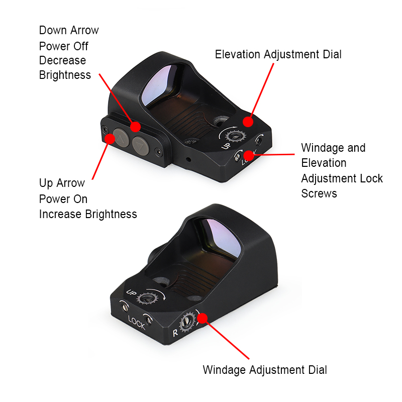 YSS 1x24mm Red Dot Sight Scope 2 MOA Reflex Sight Waterproof Shockproof Fog-Proof with Rail Mounts for Hunting