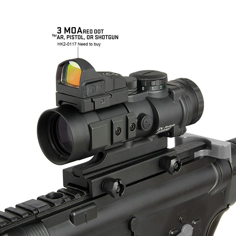 AR-332 Prism Sight 3X Tactical Red Dot Sight Rifle Scope with the NEW Ballistic CQ (Closo Quarters) Reticle