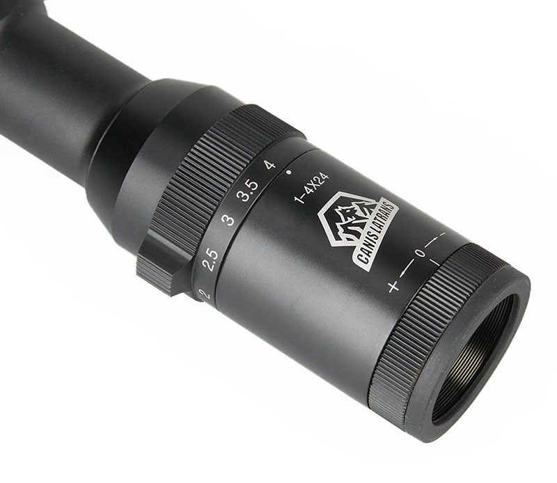 30mm Aluminum Alloy 1x - 4x Variable Power Riflescope with 3V Powered 4 - Level RGB Illuminated Mil - Dot Reticle