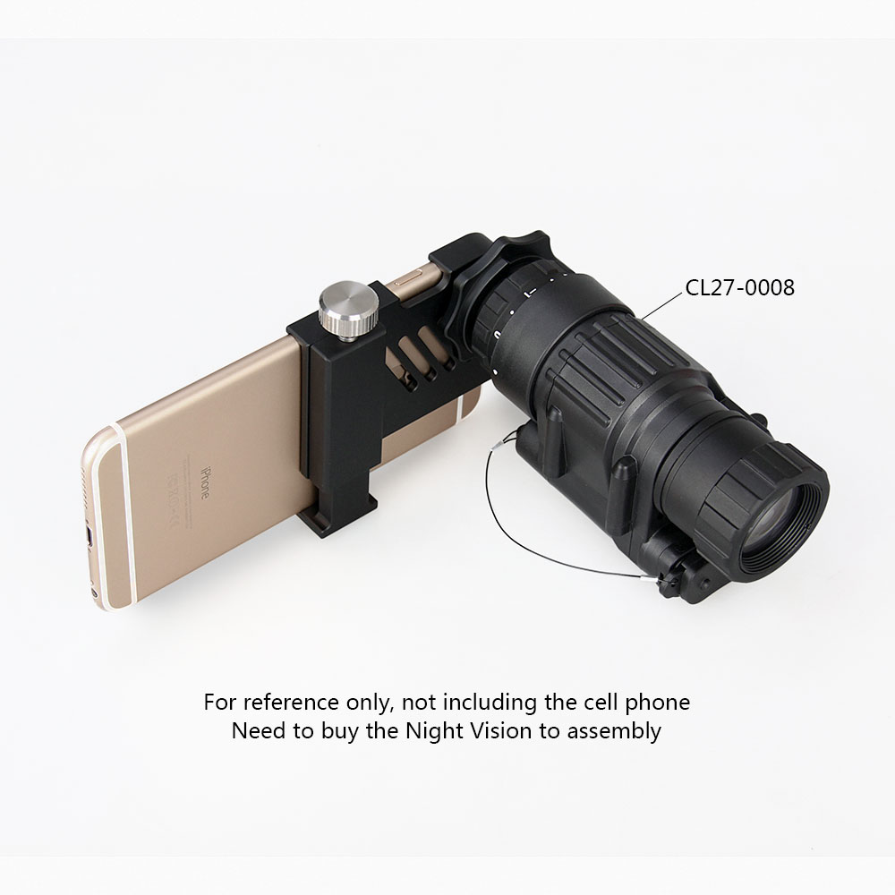 Ultra-light, compact, universal portable mounting bracket for connecting smartphones and night vision lenses
