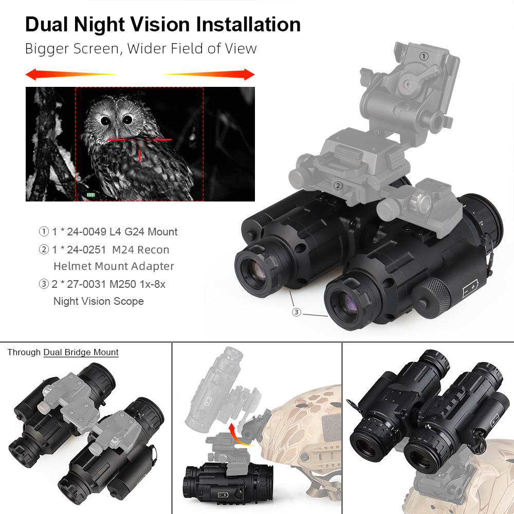1-8X High Performance LED Digital Night Vision M250HD - FOV:21.5 ° X 12° for Hunting