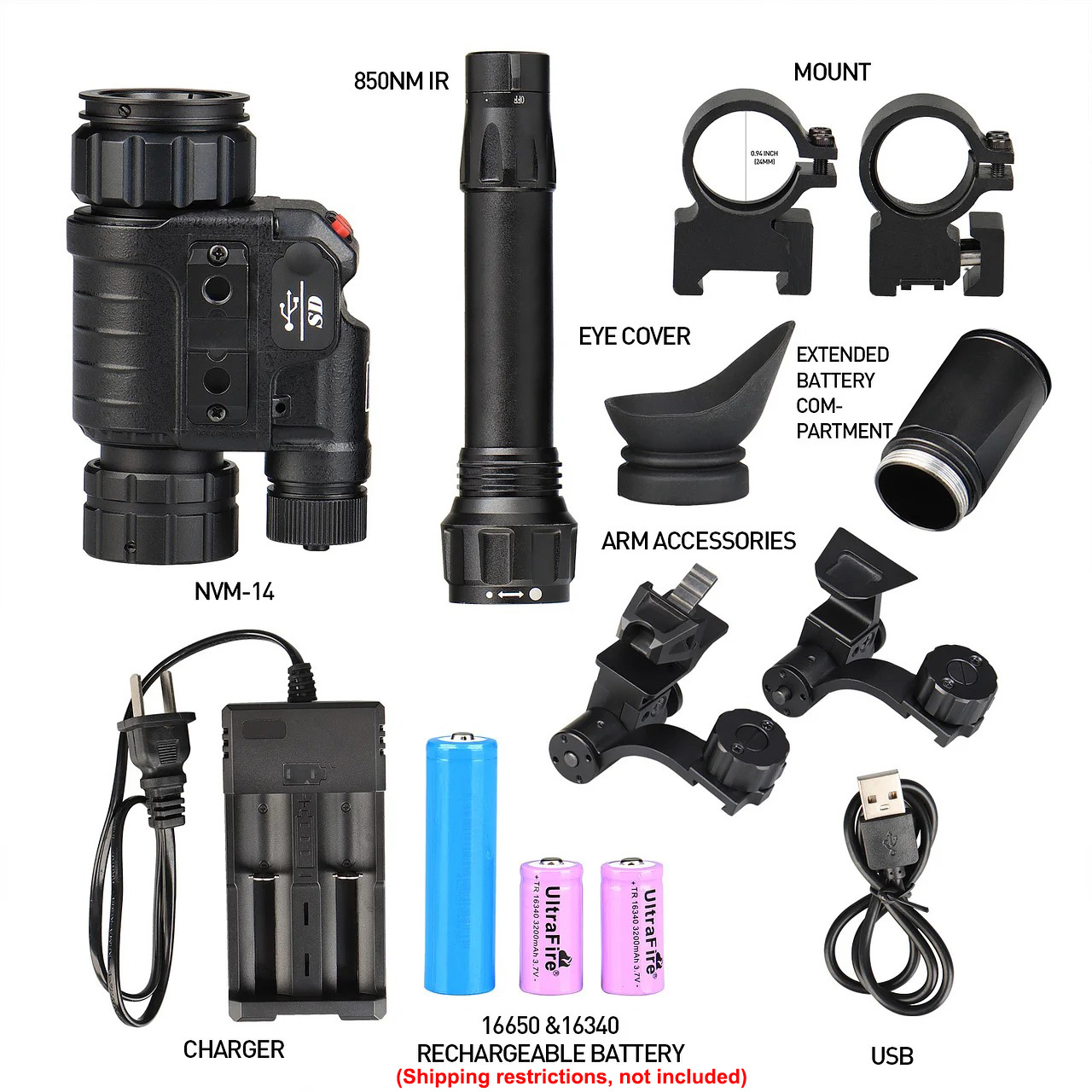 1x-8x Monocular 850nm Infrared NVM-14 High-Definition Digital Night Vision with WIFI
