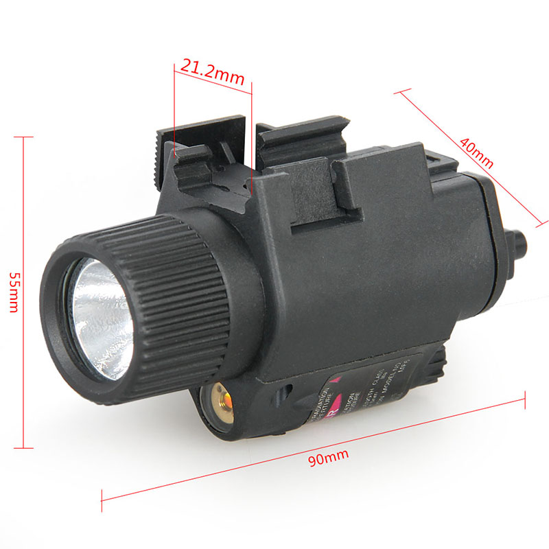 Airsoft Red Laser Flashlight Combo with Picatinny Rail Mount for Pistol Tactical Light M6 LED Flashlight