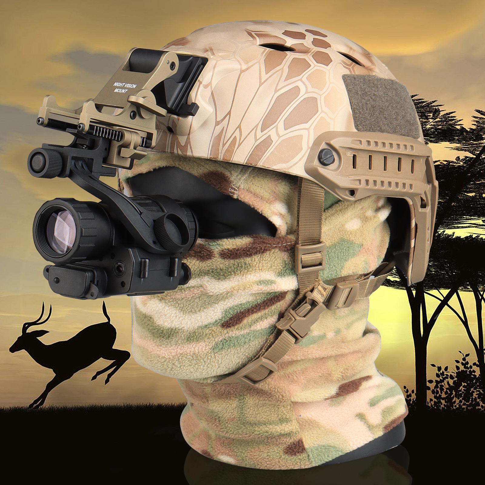 YSS PVS-14 Night Vision scope FOV:6.4°+ Helmet Mount adapter, NVG night vision adapter for PVS-14 +J-Arm Headset Mount Adapter