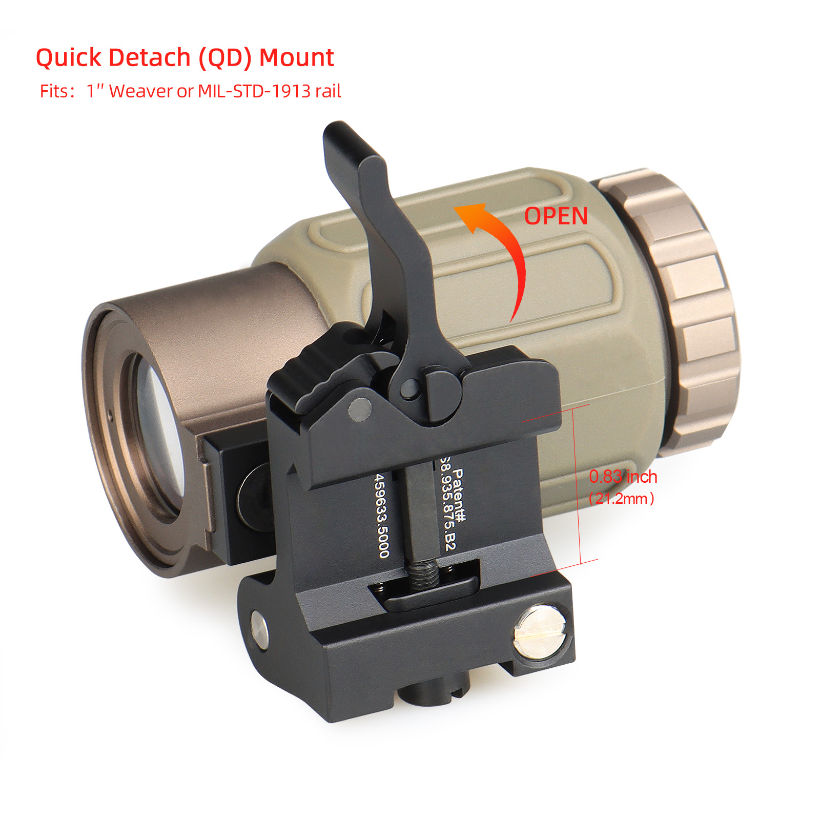 G43 3x Magnifier Riflescope With Flip To Side QD Mount Red Dot Sight for Hunting and Airsoft Rifle
