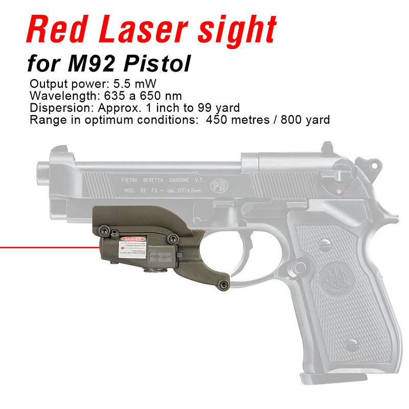 9mm Laer Bore Sight - Red Laser Device For M92 Pistol