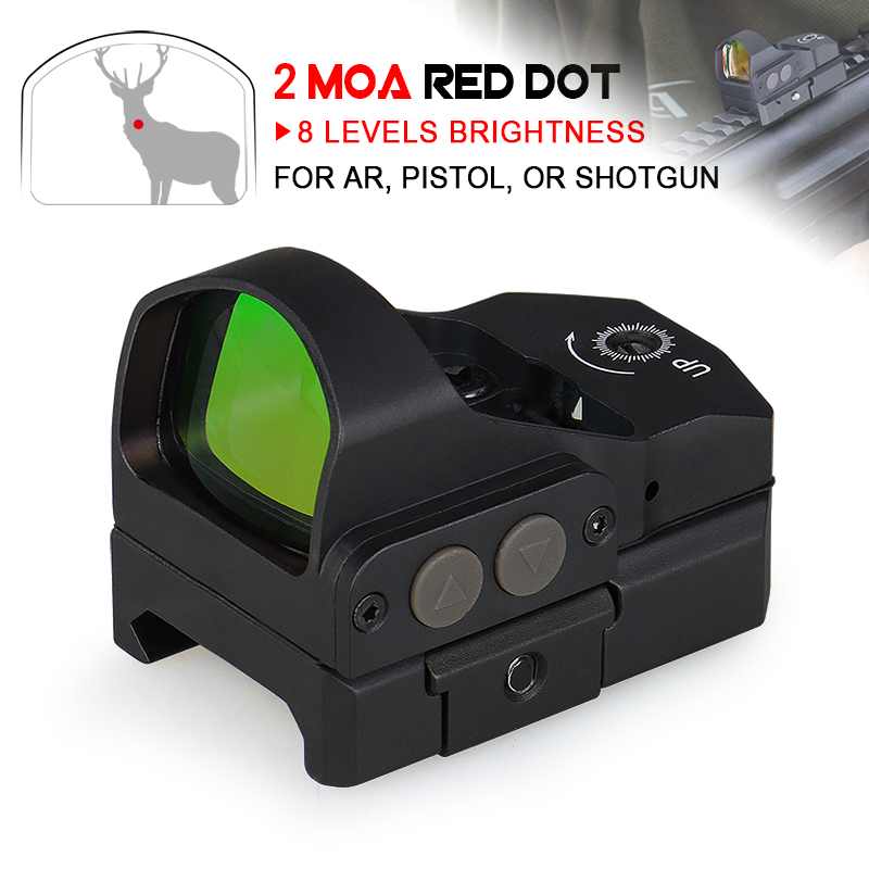 YSS 1x24mm Red Dot Sight Scope 2 MOA Reflex Sight Waterproof Shockproof Fog-Proof with Rail Mounts for Hunting