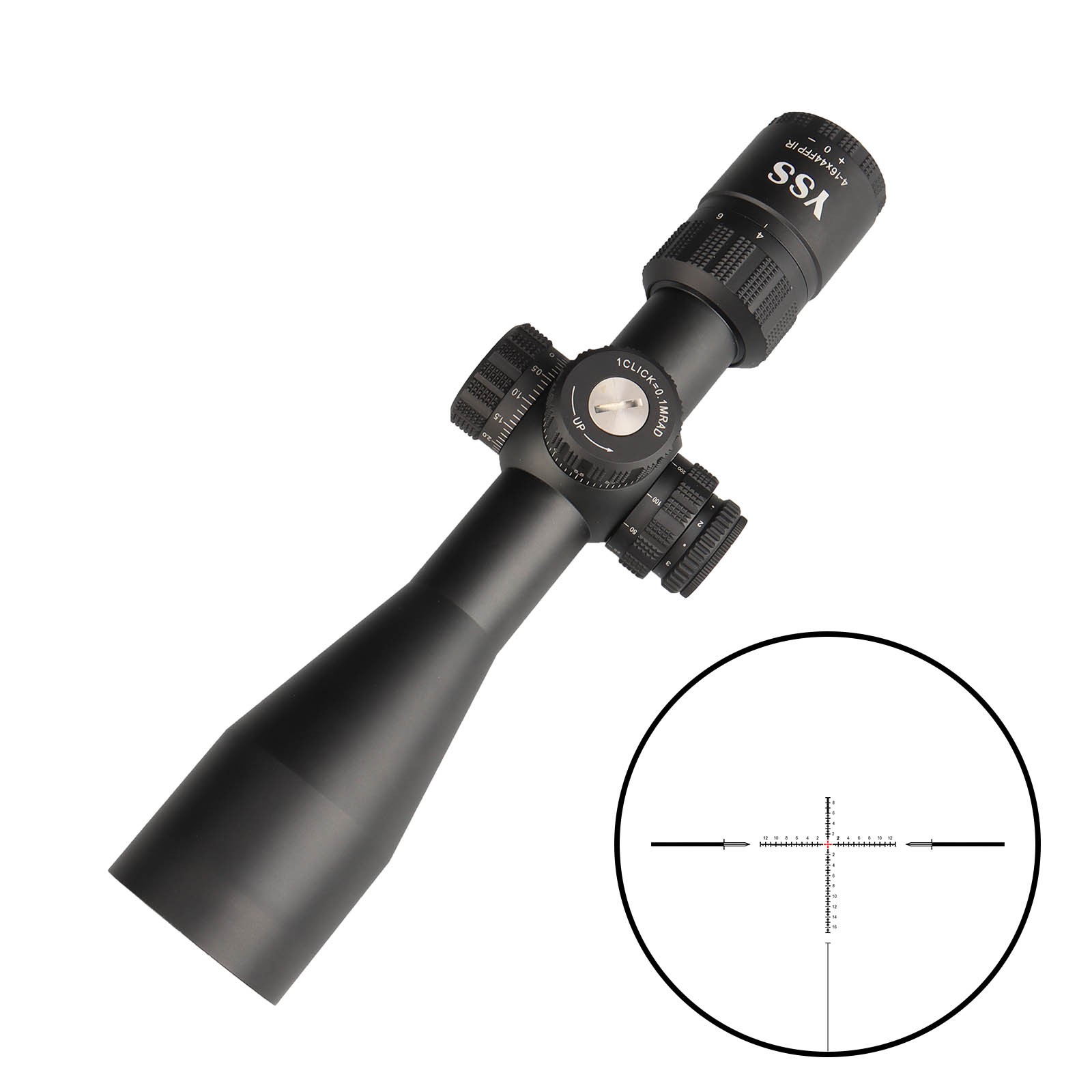 YSS 4-16x44 IR FFP Riflescope with MIL-DOT Reticle & 44mm Objective Lens