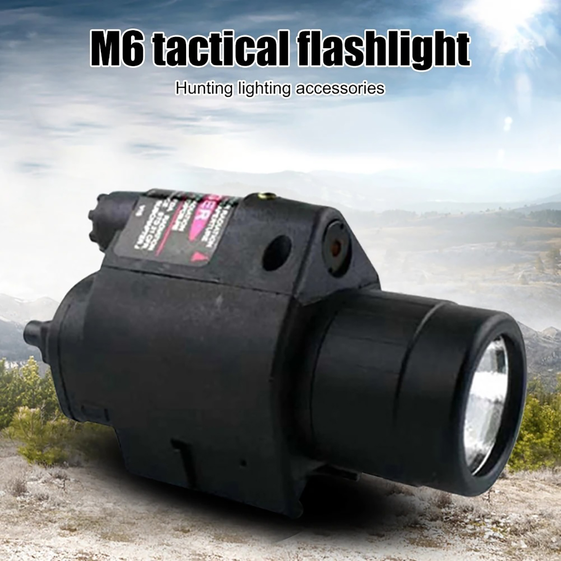 Airsoft Red Laser Flashlight Combo with Picatinny Rail Mount for Pistol Tactical Light M6 LED Flashlight
