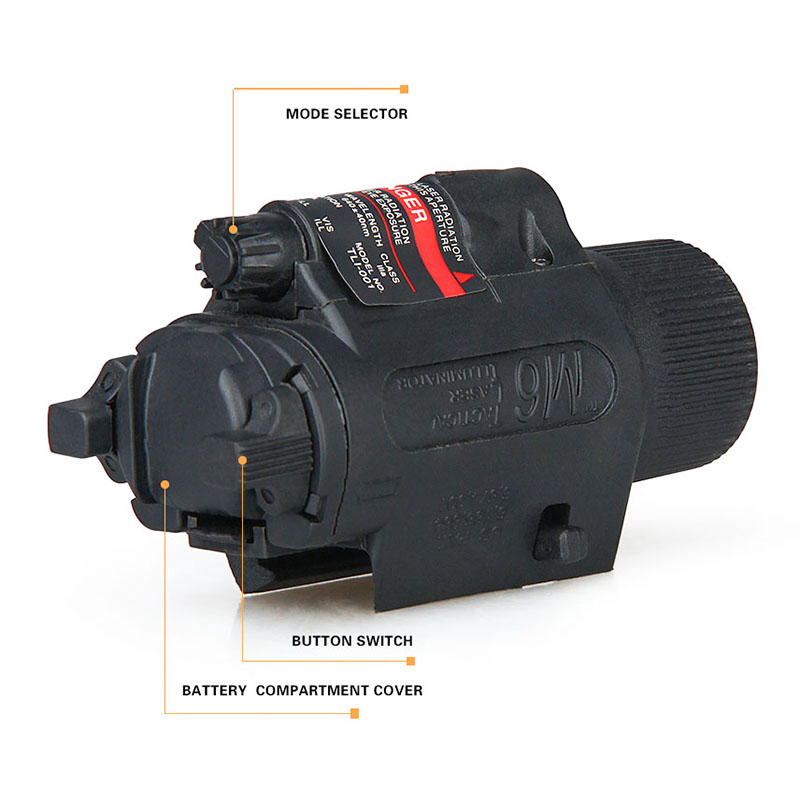 M6 LED Illuminator Flashlight 200 lumens with Laser fits Picatinny or Glock-Style Rails Polymer