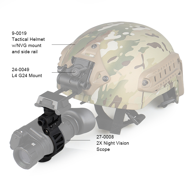 Aluminum J-Arm helmet mount for PVS14 Monocular Hunting accessories+PVS-14 2X Digital Night Vision Goggles with IR LED+ Mental L4 G24 Mount - AR 15 Scope/PVS-18 Airsoft Machined Low Profile Breakaway 