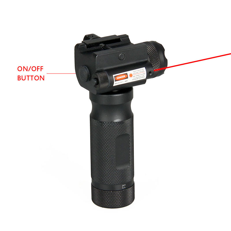 LED quick detachable vertical grip flashlight with red lase CR123A 3v Battery Aluminum