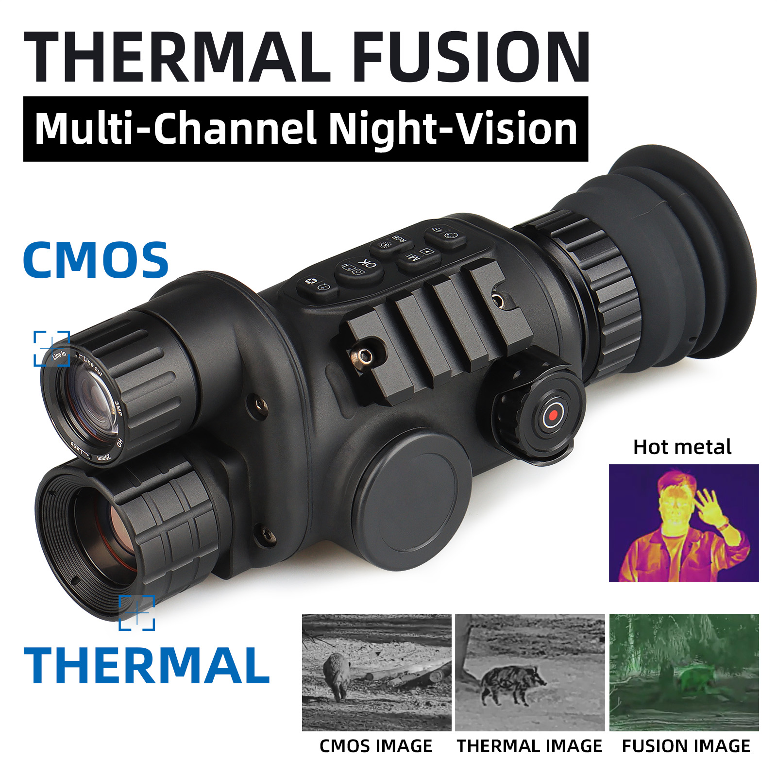 Professional Multi-Purpose 1-6X High Definition Digital + Thermal Military Hunting Monocular Night Vision
