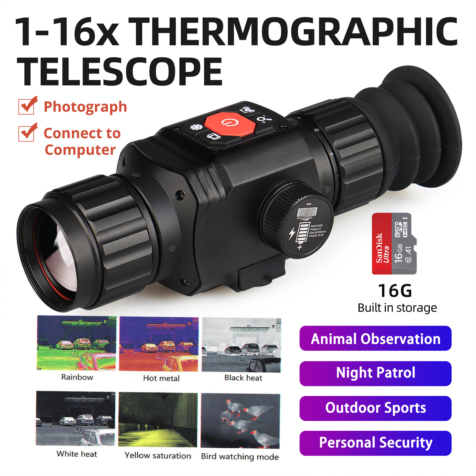 Outdoor 75mm Thermal Imager Sight Camera Night Vision for Hunting Night View Monocular Telescopic Sight Monocle