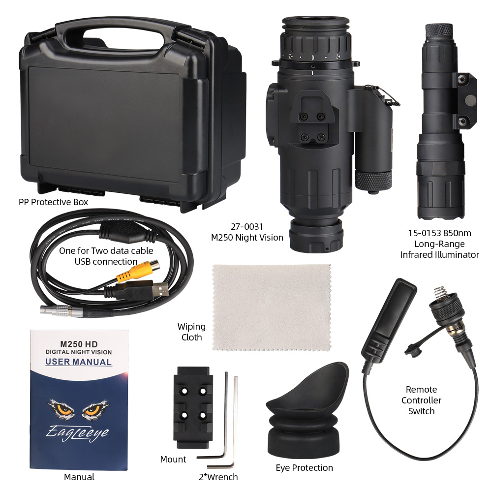 1-8X High Performance LED Digital Night Vision M250HD - FOV:21.5 ° X 12° for Hunting