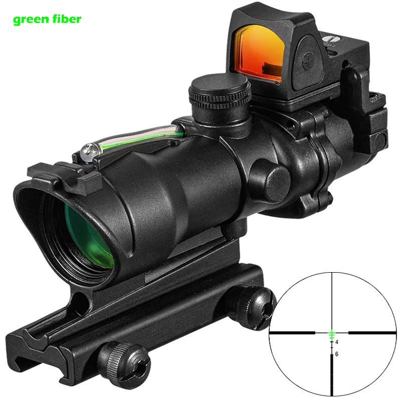 4x32 ACOG Style Fiber Rifle Scopes with Red Dot Sight Best Rfle Scopes Brands for Deer Hunting