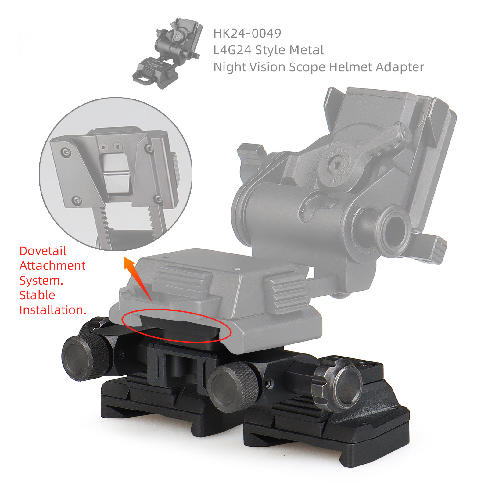 Tactical FLIR M24 reconnaissance helmet mount double dovetail slot mount adapter for M250