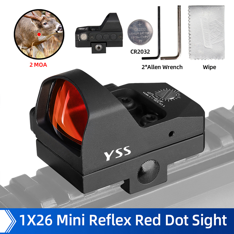 YSS 2 MOA Manual Control Red Dot Sight Compatible With RMR Footprint And Picatinny Mount For Rifle Pistol Shotgun