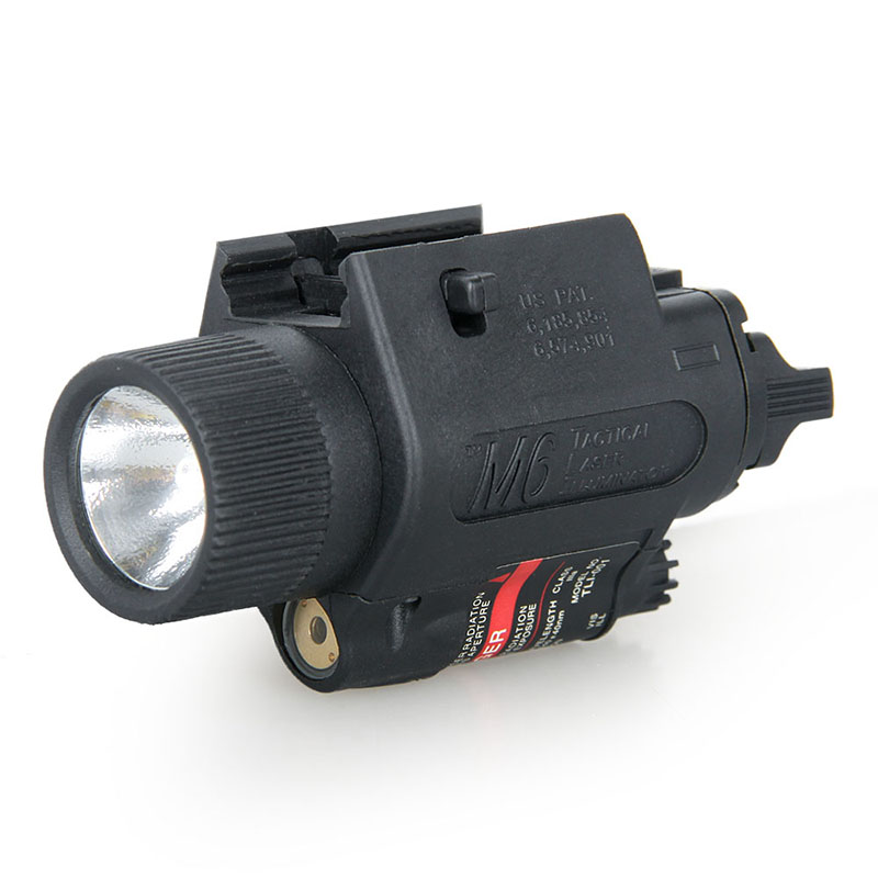M6 LED Illuminator Flashlight 200 lumens with Laser fits Picatinny or Glock-Style Rails Polymer