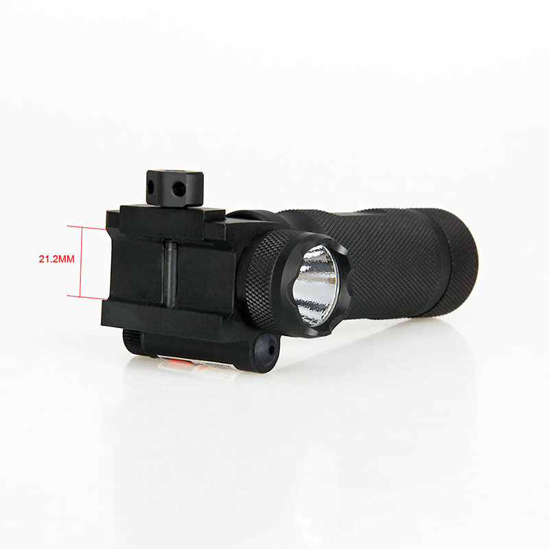 LED quick detachable vertical grip flashlight with red lase CR123A 3v Battery Aluminum