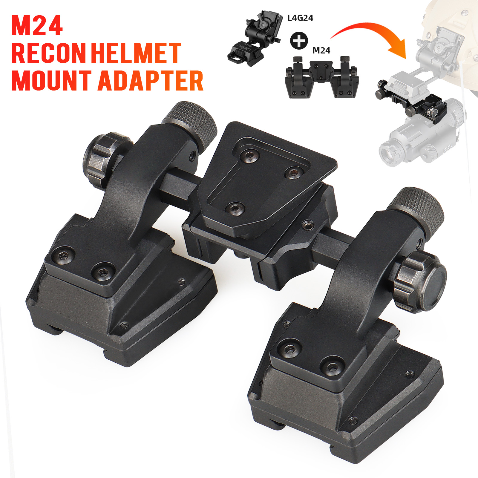 Tactical FLIR M24 reconnaissance helmet mount double dovetail slot mount adapter for M250