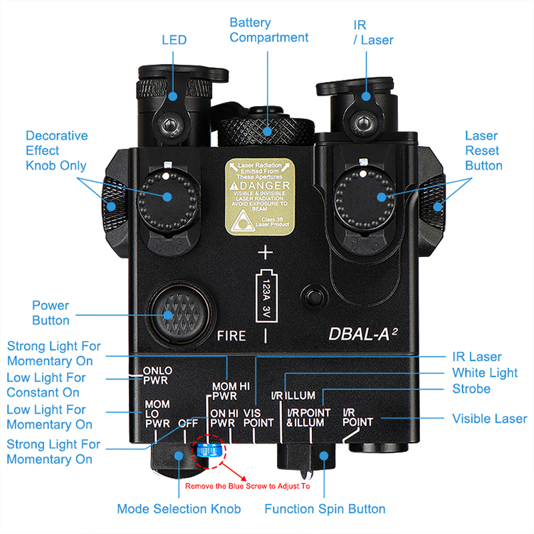 DBAL-A2 (AN/PEQ-15A) Aiming Laser LED Flashlight with Green Laser Dual Beam Aiming Laser - Advanced2