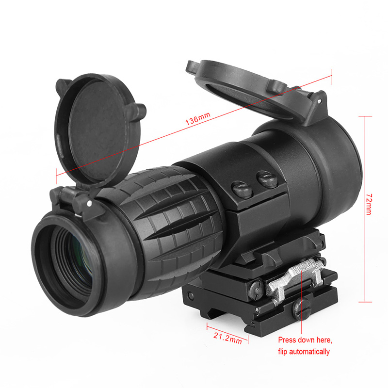 Tactical Rifle Scope 3x Magnifier Compact Sight with Flip to Side Mount for Picatinny Rail