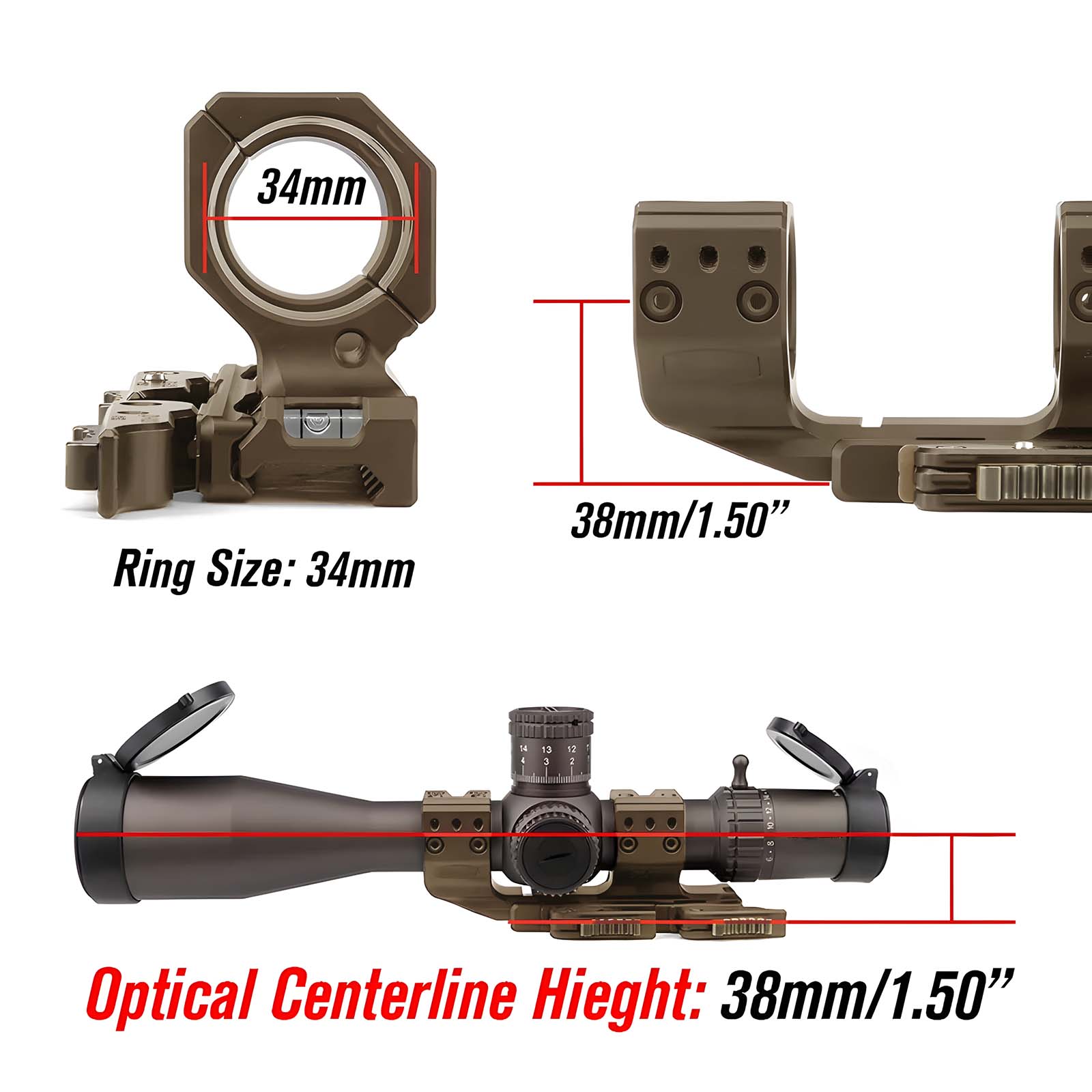 YSS 34mm Cantilever Scope Mount (Quick Detachable Version) - Black