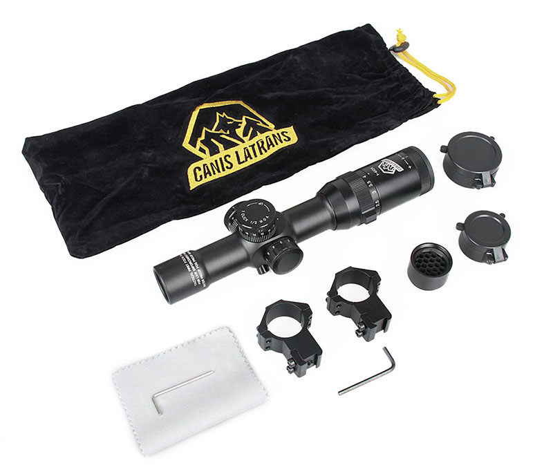 30mm Aluminum Alloy 1x - 4x Variable Power Riflescope with 3V Powered 4 - Level RGB Illuminated Mil - Dot Reticle