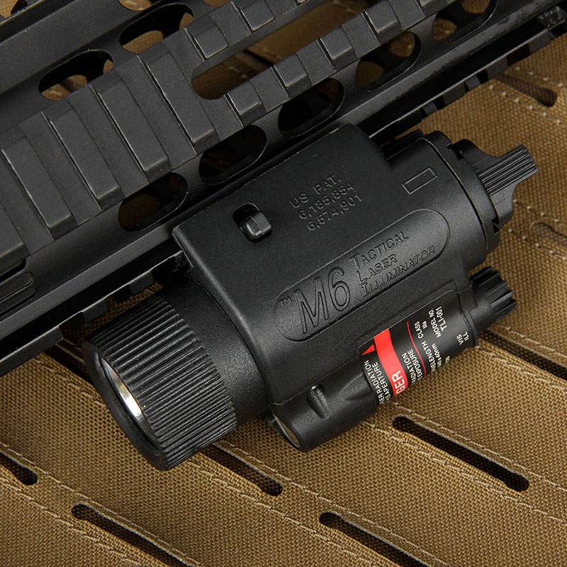 M6 LED Illuminator Flashlight 200 lumens with Laser fits Picatinny or Glock-Style Rails Polymer
