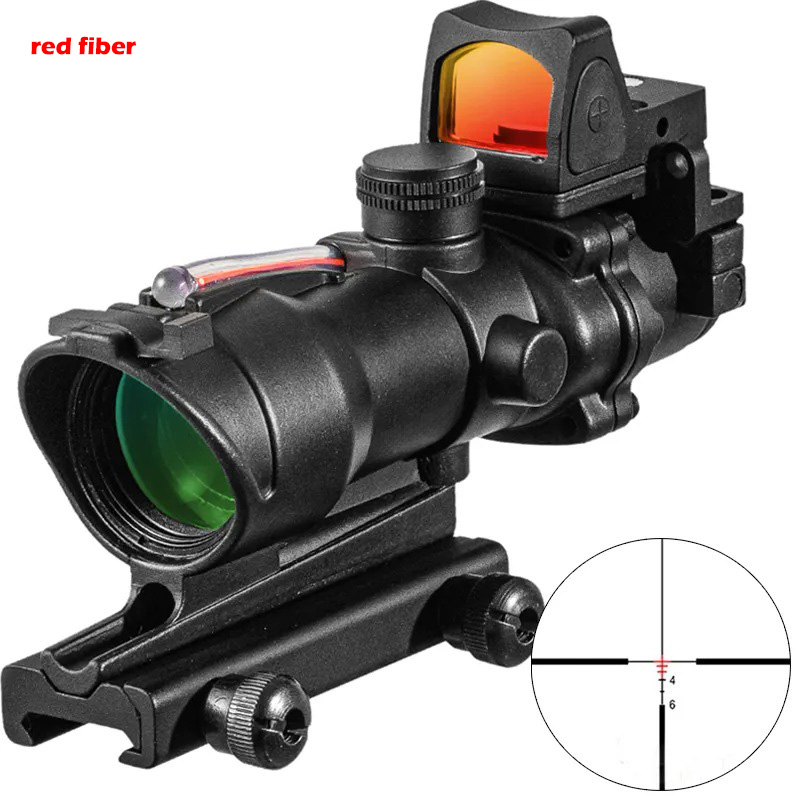 4x32 ACOG Style Fiber Rifle Scopes with Red Dot Sight Best Rfle Scopes Brands for Deer Hunting
