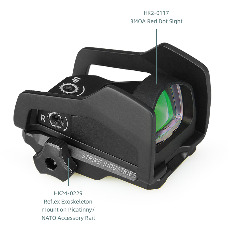 Reflex Exoskeleton Mount on Picatinny/NATO Accessory Rail - Universal Bracket