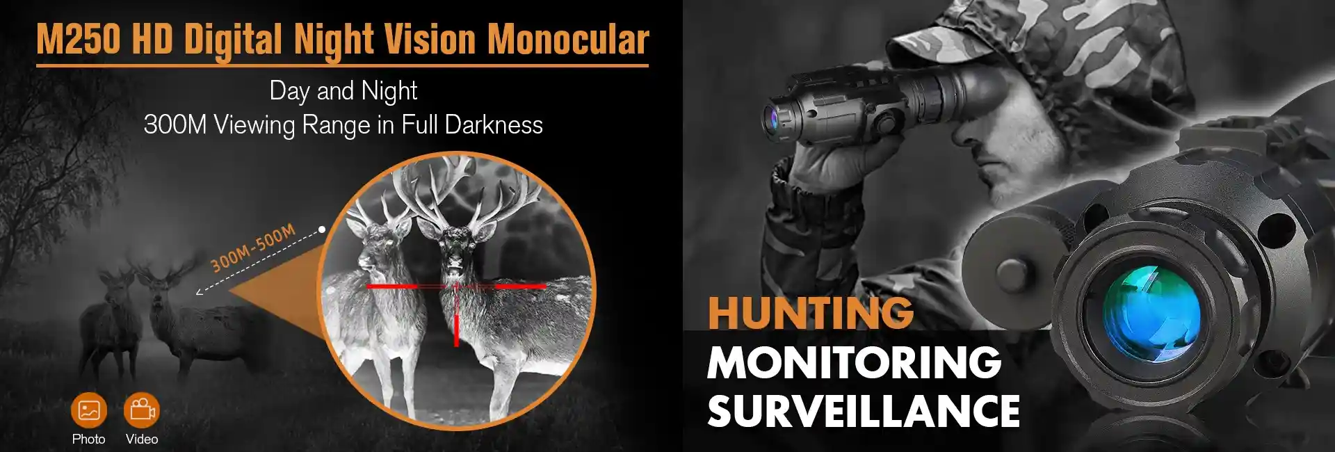 IR DEFENSE IR Patrol M250 HD Night Vision Goggles Monocular 1-8x