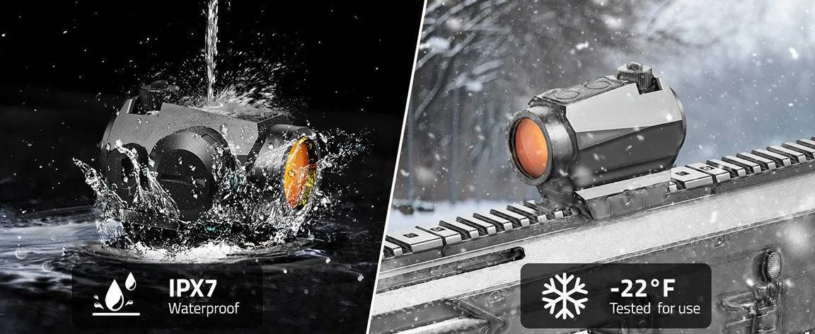 CVLIFE JackalHowl Red Dot Sight offers IPX7 waterproof rating.reflex sight zeroing，reflex sight definition.