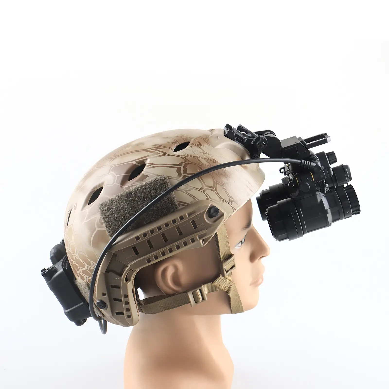 Opposite side view of helmet and PVS-31 mount